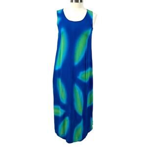 Pineapple Passion Womens M Maxi Dress Gauzy Abstract Beachy Summer Tropical‎